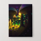 Dark Magical Luminous Mushrooms Button (Voorkant)