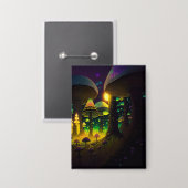 Dark Magical Luminous Mushrooms Button (Voorkant / Achterkant)