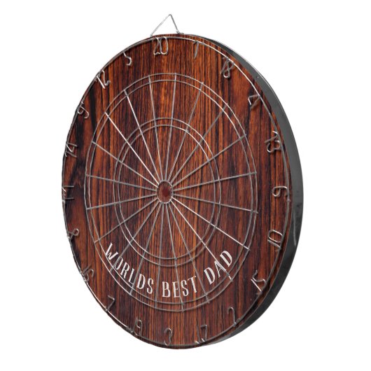 Dark Mahogany wood grain | Wereld beste vader Dartbord (Voorkant Rechts)