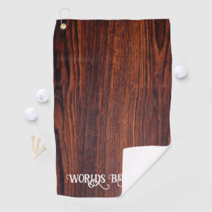 Dark Mahogany wood grain   Wereld beste vader Golfhanddoek