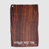 Dark Mahogany wood grain | Wereld beste vader Golfhanddoek (Voorkant)