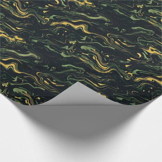 Dark Marble Swirl Wrapping Paper Cadeaupapier (Hoek)