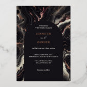 Dark Marble Wedding Moody & Luxe Herfst Elegantie Folie Uitnodiging (Voorkant)