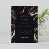 Dark Marble Wedding Moody & Luxe Herfst Elegantie Folie Uitnodiging (Staand Voorkant)