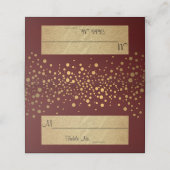 Dark Maroon en Gold Chevron en Confetti Stippen 2 Plaatskaartje (Buitenkant ongevouwen)