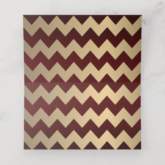 Dark Maroon en Gold Chevron en Confetti Stippen 2 Plaatskaartje (Binnenkant ongevouwen)