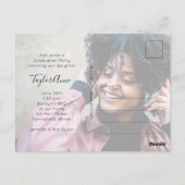 Dark Maroon Foto Graduparty Invitation Briefkaart (Achterkant)