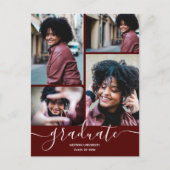 Dark Maroon Foto Graduparty Invitation Briefkaart (Voorkant)