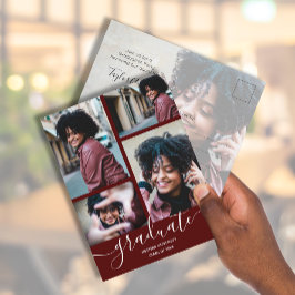 Dark Maroon Foto Graduparty Invitation Briefkaart