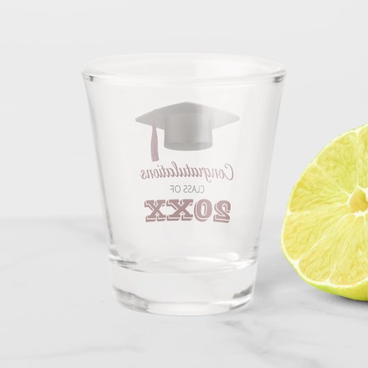 Dark Maroon Gefeliciteerd College Afstuderen Shot Glas (Achterkant)