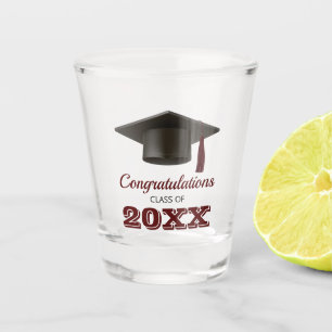 Dark Maroon Gefeliciteerd College Afstuderen Shot Glas