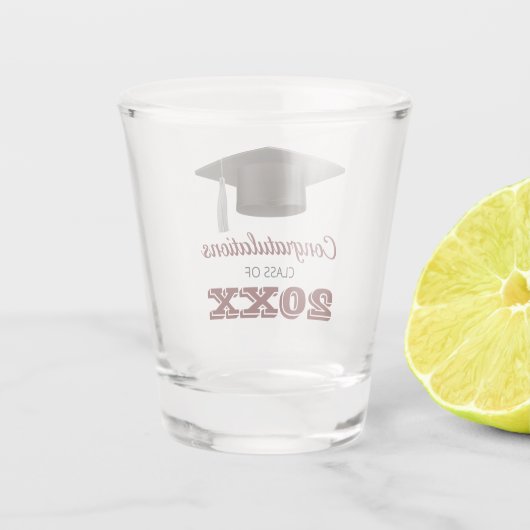 Dark Maroon Gray Afstuderen College Shot Glas (Achterkant)