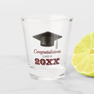 Dark Maroon Gray Afstuderen College Shot Glas