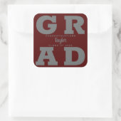 Dark Maroon Gray Bold Graduparty Vierkante Sticker (Tas)