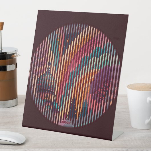 Dark Maroon Striped Pedestal Sign – Customizable Reclamebord Met Voetstuk (Insitu)