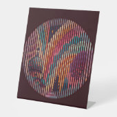 Dark Maroon Striped Pedestal Sign – Customizable Reclamebord Met Voetstuk (Voorkant)