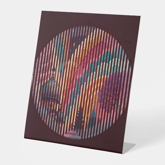 Dark Maroon Striped Pedestal Sign – Customizable Reclamebord Met Voetstuk (Voorkant)