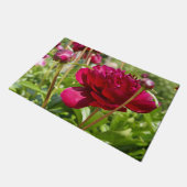 Dark Maroon velvet peonies Deurmat (Schuin)