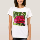 Dark Maroon velvet peonies T-shirt (Voorkant)