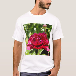Dark Maroon velvet peonies T-shirt