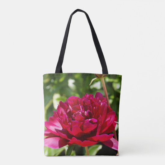 Dark Maroon velvet peonies Tote Bag (Achterkant)