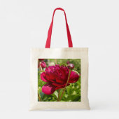 Dark Maroon velvet peonies Tote Bag (Achterkant)