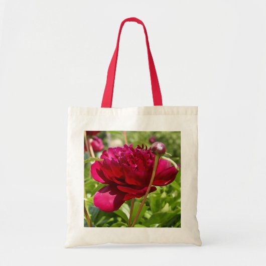 Dark Maroon velvet peonies Tote Bag (Voorkant)