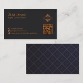 Dark Matte Mandala Diamond Tile Pattern QR Code Visitekaartje (Voorkant / Achterkant)