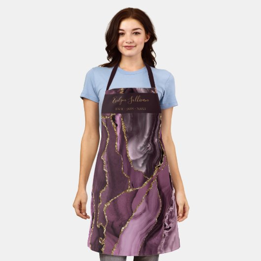 Dark mauve agaat beauty professioneel schort (Gedragen)