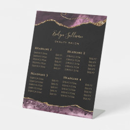 Dark Mauve Agaat Beauty Salon prijslijst Reclamebord Met Voetstuk