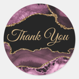 Dark Mauve Agaat Dank u Classic Ronde Sticker