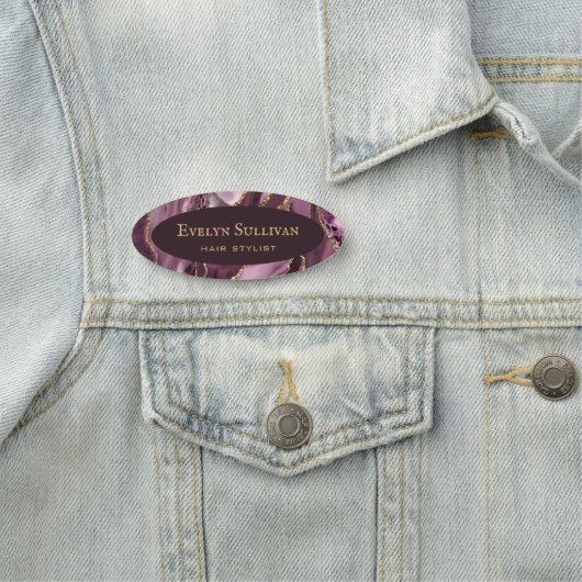 Dark mauve agaat naam tag (In situ)