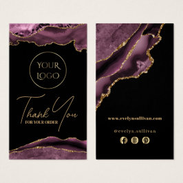 Dark mauve agate bijsluiter visitekaartje