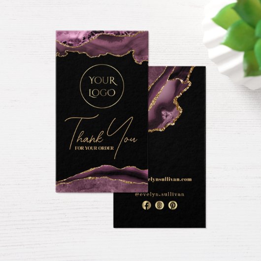 Dark mauve agate bijsluiter visitekaartje (Bureau)