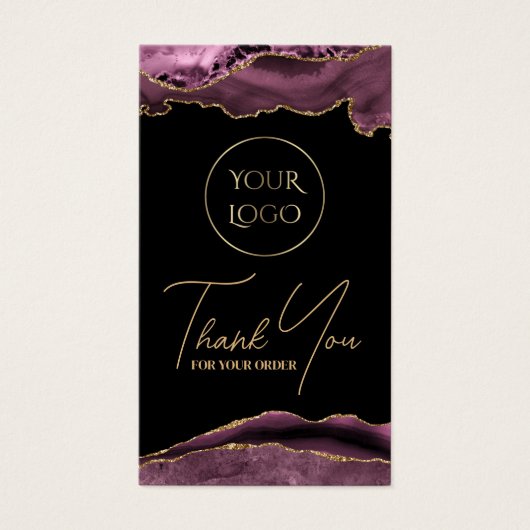 Dark mauve agate bijsluiter visitekaartje (Voorkant)