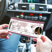 Dark Mauve Bruiloft uitnodiging Boarding pass tick