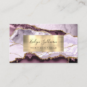 Dark Mauve Lila en Gold Agaat Visitekaartje