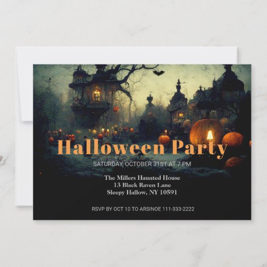 Dark Medieval Halloween Party Invitation Kaart (Voorkant)