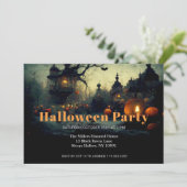 Dark Medieval Halloween Party Invitation Kaart (Staand voorkant)