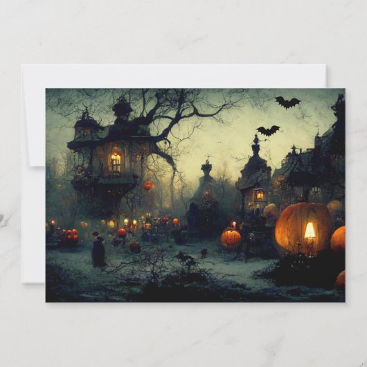 Dark Medieval Halloween Party Invitation Kaart (Achterkant)