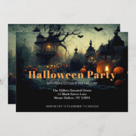 Dark Medieval Halloween Party Invitation Kaart