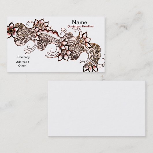 Dark Mehndi Visitekaartje (Voorkant / Achterkant)