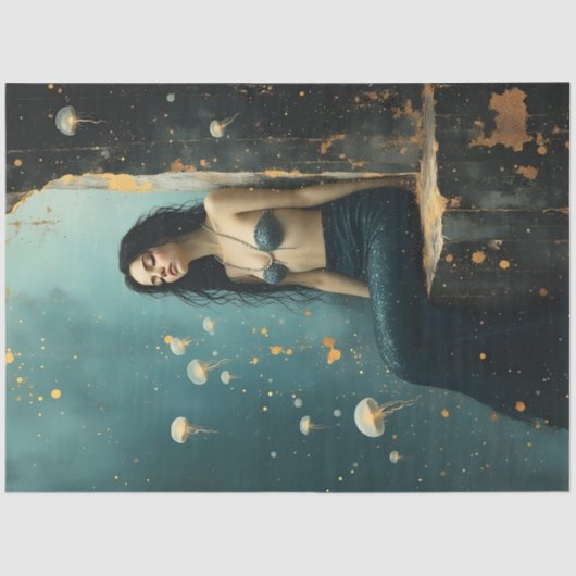 Dark Mermaid Decoupage Paper Ocean Fantasy Tissuepapier (Voorkant)