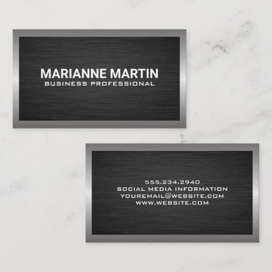 Dark Metal Aluminium Zilver Visitekaartje (Voorkant / Achterkant)