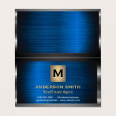 Dark Metallic Lijst | Blauwe metallic achtergrond Visitekaartje (Buitenkant ongevouwen)