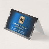 Dark Metallic Lijst | Blauwe metallic achtergrond Visitekaartje (Voorkant)