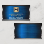 Dark Metallic Lijst | Blauwe metallic achtergrond Visitekaartje (Voorkant / Achterkant)