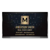 Dark Metallic Lijst | Luxe gestippelde achtergrond Magnetisch Visitekaartje (Voorkant)