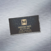 Dark Metallic Lijst | Luxe gestippelde achtergrond Magnetisch Visitekaartje (Voorbeeld)