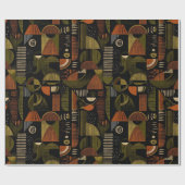 Dark Mid Century Geometric Pattern (1) Cadeaupapier (Vlak)